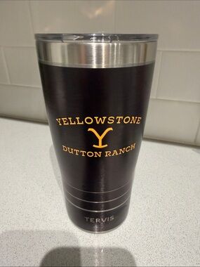 tervis Black Travel Tumbler with Gold Yellowstone Dutton Ranch Logo 20oz